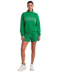 Birds Outline Embroidery Mockneck Sweatshirt – Oversized Fit