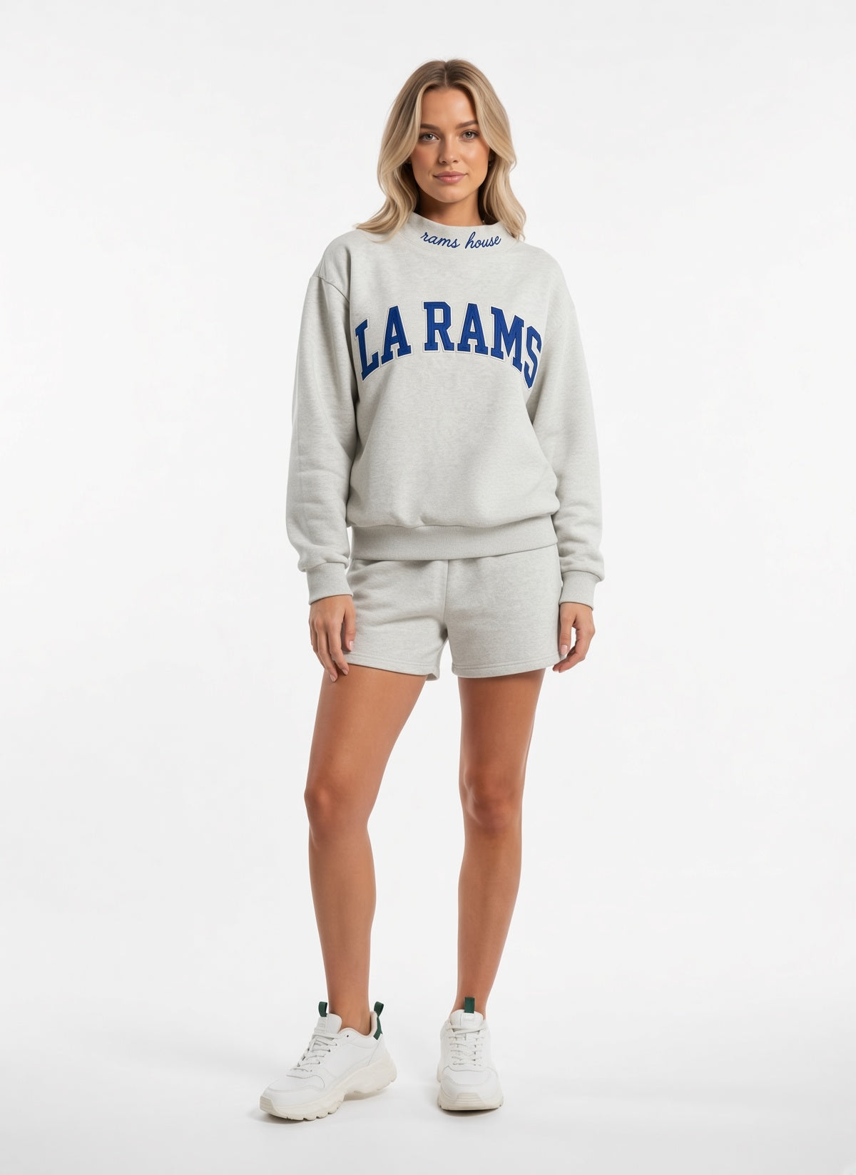 LA RAMS,Rams House Appliqué Embroidered Mockneck | Oversized Fit