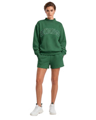 Birds Outline Embroidery Mockneck Sweatshirt – Oversized Fit