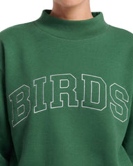 Birds Outline Embroidery Mockneck Sweatshirt – Oversized Fit
