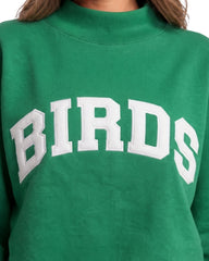 Birds Solid Embroidery Mockneck Sweatshirt – Oversized Fit