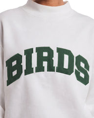 Birds Solid Embroidery Mockneck Sweatshirt – Oversized Fit