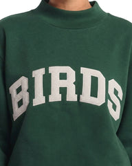 Birds Solid Embroidery Mockneck Sweatshirt – Oversized Fit