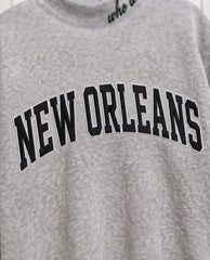 NEW ORLEANS,Who Dat Appliqué Embroidered Mockneck | Oversized Fit