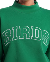 Birds Outline Embroidery Mockneck Sweatshirt – Oversized Fit