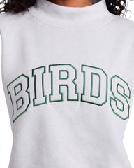 Birds Outline Embroidery Mockneck Sweatshirt – Oversized Fit