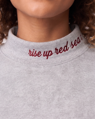 ARIZONA,Rise Up Red Sea Appliqué Embroidered Mockneck | Oversized Fit