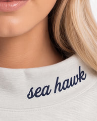 SEATTLE,Sea Hawk Appliqué Embroidered Mockneck | Oversized Fit