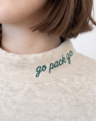 GREEN BAY,Go Pack Go Appliqué Embroidered Mockneck | Oversized Fit