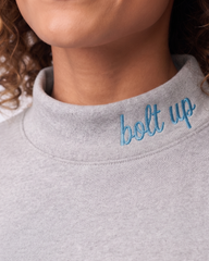 LA CHARGERS,Bolt Up Appliqué Embroidered Mockneck | Oversized Fit