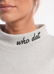 NEW ORLEANS,Who Dat Appliqué Embroidered Mockneck | Oversized Fit