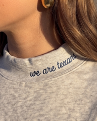 HOUSTON,We Are Texans Appliqué Embroidered Mockneck | Oversized Fit