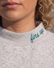 MIAMI,Fins Up Appliqué Embroidered Mockneck | Oversized Fit