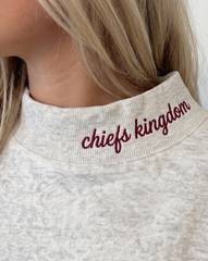 KANAS CITY,Chiefs Kingdom Appliqué Embroidered Mockneck | Oversized Fit**
