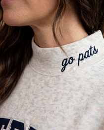 PATRIOTS,Go Pats Applique Embroidered Mockneck | Oversized Fit