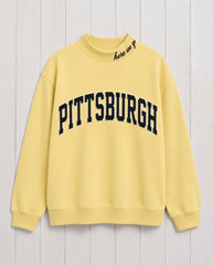 PITTSBURGH,Here We Go Applique Embroidered Mockneck | Oversized Fit