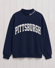 PITTSBURGH,Here We Go Applique Embroidered Mockneck | Oversized Fit