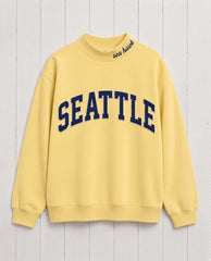 SEATTLE,Sea Hawk Appliqué Embroidered Mockneck | Oversized Fit
