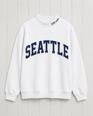 SEATTLE,12th Man Appliqué Embroidered Mockneck | Oversized Fit