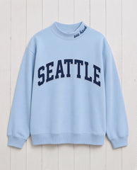 SEATTLE,Sea Hawk Appliqué Embroidered Mockneck | Oversized Fit