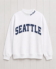 SEATTLE,Sea Hawk Appliqué Embroidered Mockneck | Oversized Fit