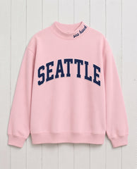 SEATTLE,Sea Hawk Appliqué Embroidered Mockneck | Oversized Fit