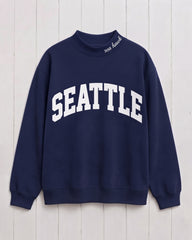 SEATTLE,Sea Hawk Appliqué Embroidered Mockneck | Oversized Fit