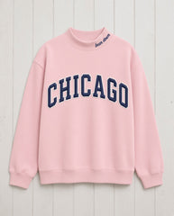 CHICAGO,Bear Down Applique Embroidered Mockneck | Oversized Fit