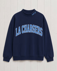 LA CHARGERS,Bolt Up Appliqué Embroidered Mockneck | Oversized Fit