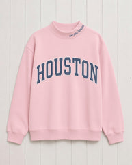 HOUSTON,We Are Texans Appliqué Embroidered Mockneck | Oversized Fit