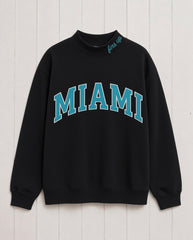 MIAMI,Fins Up Appliqué Embroidered Mockneck | Oversized Fit