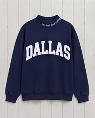 DALLAS ,How Bout Them Cowboys Applique Embroidered Mockneck | Oversized Fit
