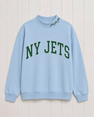 NY JETS,Jets Jets Jets Appliqué Embroidered Mockneck | Oversized Fit
