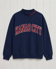 KANAS CITY,Chiefs Kingdom Appliqué Embroidered Mockneck | Oversized Fit**