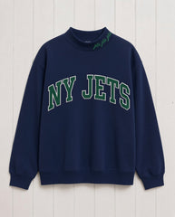 NY JETS,Jets Jets Jets Appliqué Embroidered Mockneck | Oversized Fit