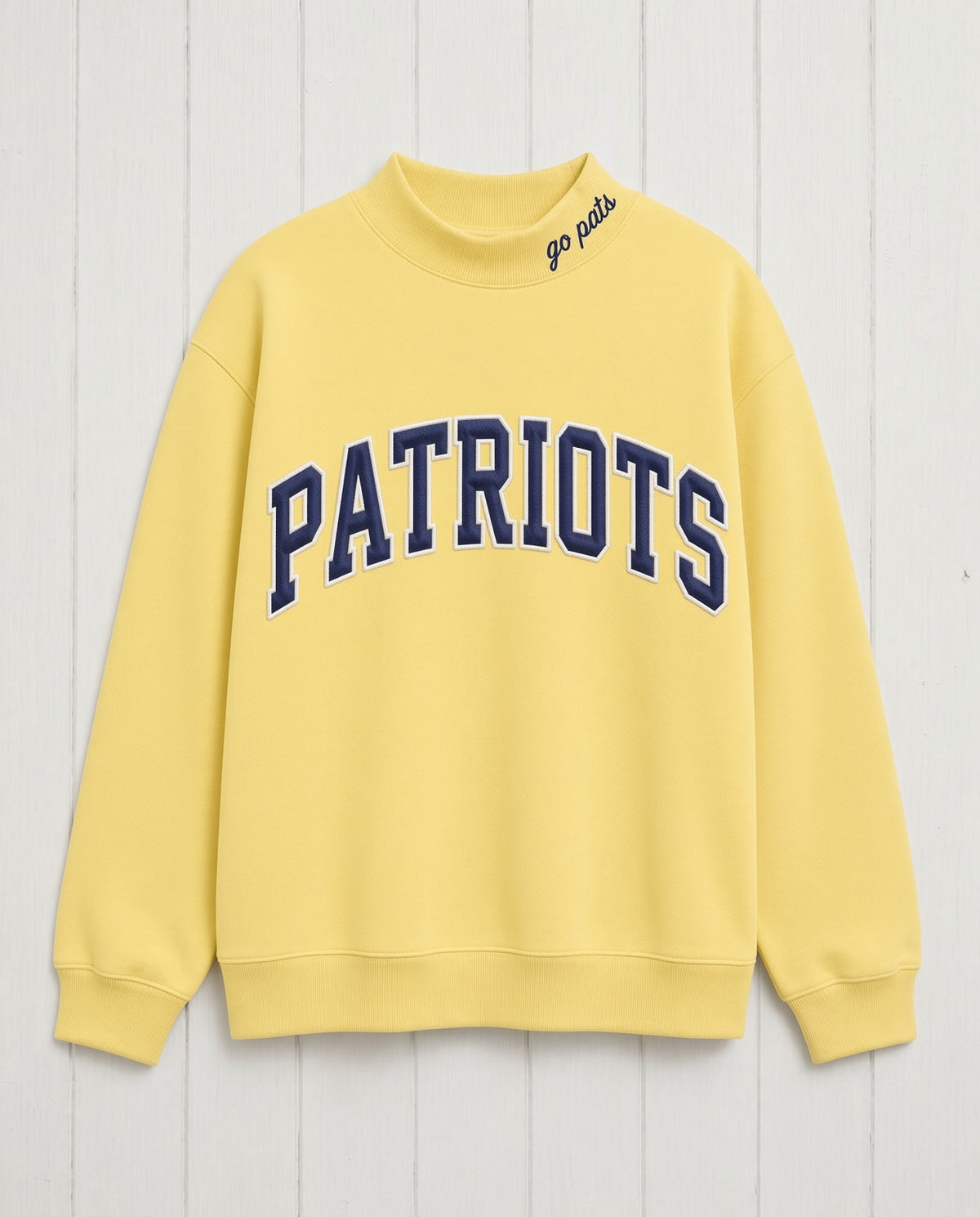 PATRIOTS,Go Pats Applique Embroidered Mockneck | Oversized Fit