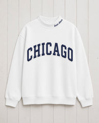 CHICAGO,Bear Down Applique Embroidered Mockneck | Oversized Fit