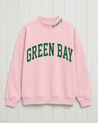 GREEN BAY,Go Pack Go Appliqué Embroidered Mockneck | Oversized Fit