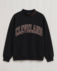 CLEVELAND,Dawg Pound Appliqué Embroidered Mockneck | Oversized Fit