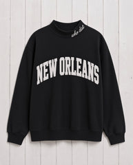 NEW ORLEANS,Who Dat Appliqué Embroidered Mockneck | Oversized Fit