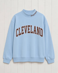 CLEVELAND,Dawg Pound Appliqué Embroidered Mockneck | Oversized Fit