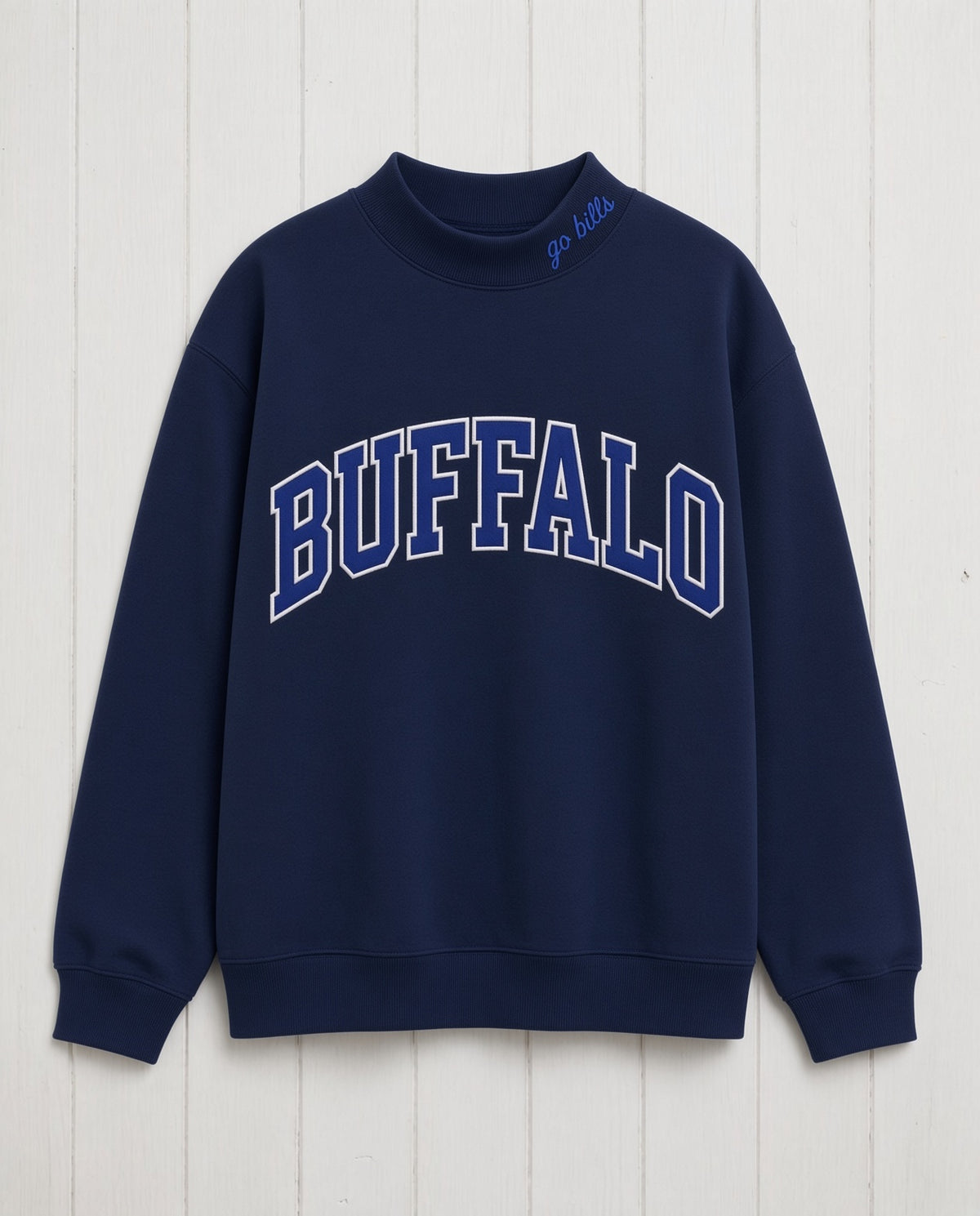 BUFFALO,Go Bills Applique Embroidered Mock-neck | Oversized Fit