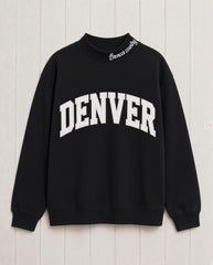 DENVER,Broncos Country Appliqué Embroidered Mockneck | Oversized Fit