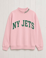 NY JETS,Jets Jets Jets Appliqué Embroidered Mockneck | Oversized Fit