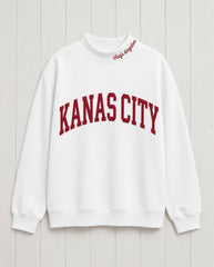 KANAS CITY,Chiefs Kingdom Appliqué Embroidered Mockneck | Oversized Fit**