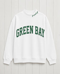 GREEN BAY,Go Pack Go Appliqué Embroidered Mockneck | Oversized Fit