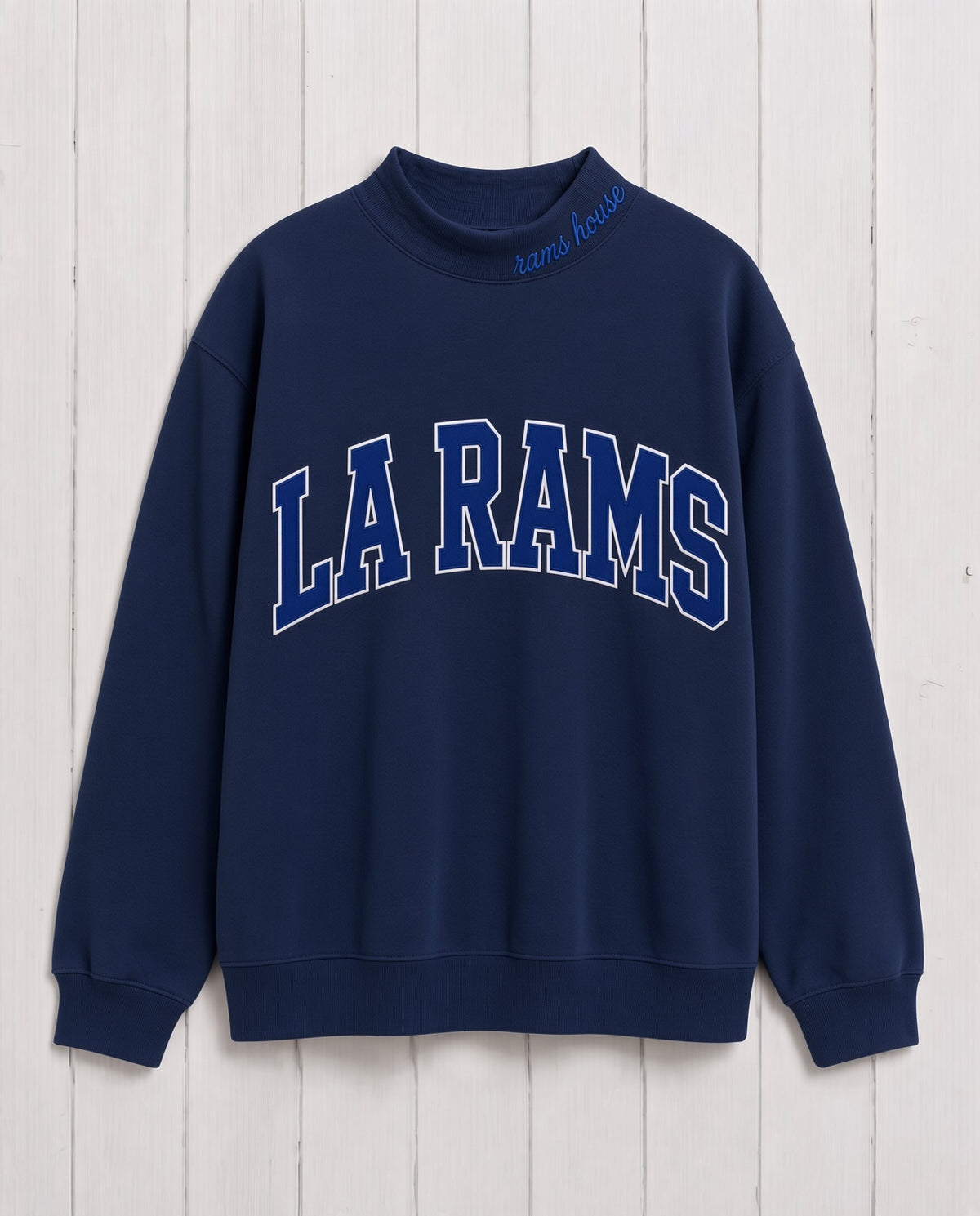 LA RAMS,Rams House Appliqué Embroidered Mockneck | Oversized Fit