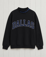 DALLAS ,How Bout Them Cowboys Applique Embroidered Mockneck | Oversized Fit