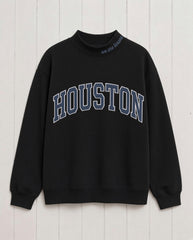HOUSTON,We Are Texans Appliqué Embroidered Mockneck | Oversized Fit