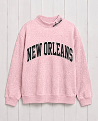 NEW ORLEANS,Who Dat Appliqué Embroidered Mockneck | Oversized Fit